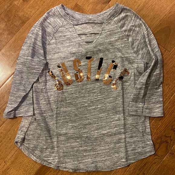 Justice Heather gray 3/4 length sleeve top. Size 8 - Picture 1 of 3